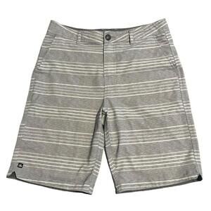 Micros Board Shorts Boys Size 18 Youth Large Gray Striped Swim Trunks Pocketed